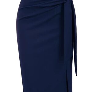 NWOT Elegant Navy Blue Wrap Skirt